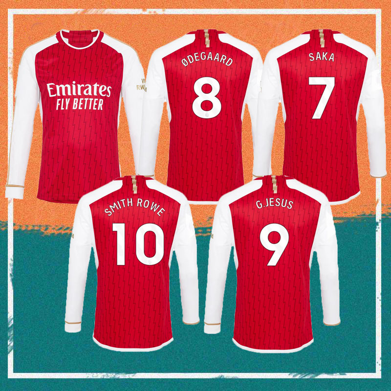 

23/24 SAKA Long Sleeves Soccer Jerseys 2023 Arsen SMITH ROWE ODEGAARD GABRIEL KIWIOR TOMIYASU soccer shirts SALIBA NKETIAH FABIO VIEIRA Football Uniform, Home patch