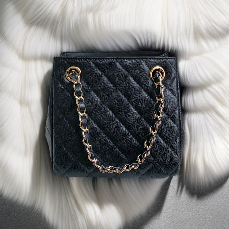 

Designer Mini Bucket Bag Calfskin Shoulder Bag 10A Chain Crossbody Bags With Box C085, White