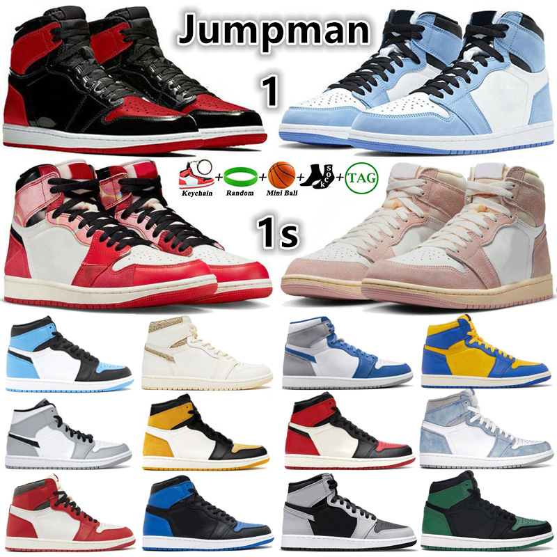 

Jumpman 1 Mens Basketball Shoes 1s Sneakers Spider-Verse Washed Pink Bred Patent University Blue Lost Found Hyper Royal UNC Toe Men Women Sports Trainers Size 36-46, 17