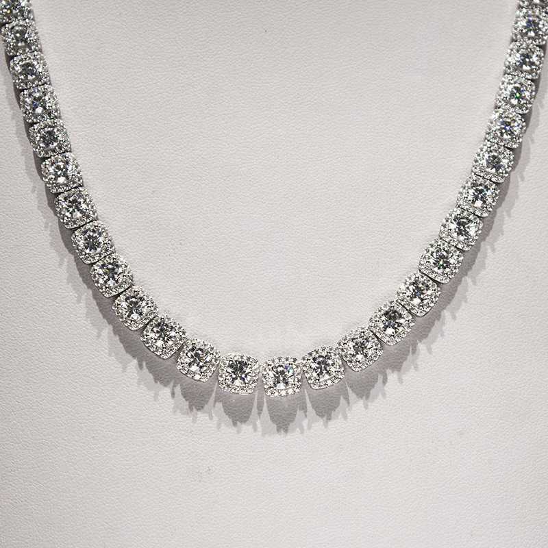 

Kibo Fine Jewelry Custom 925 Silver Baguette Moissanite Vvs Chain Women Necklace Diamond Jewelry Iced Out Hip Hop Tennis Chain