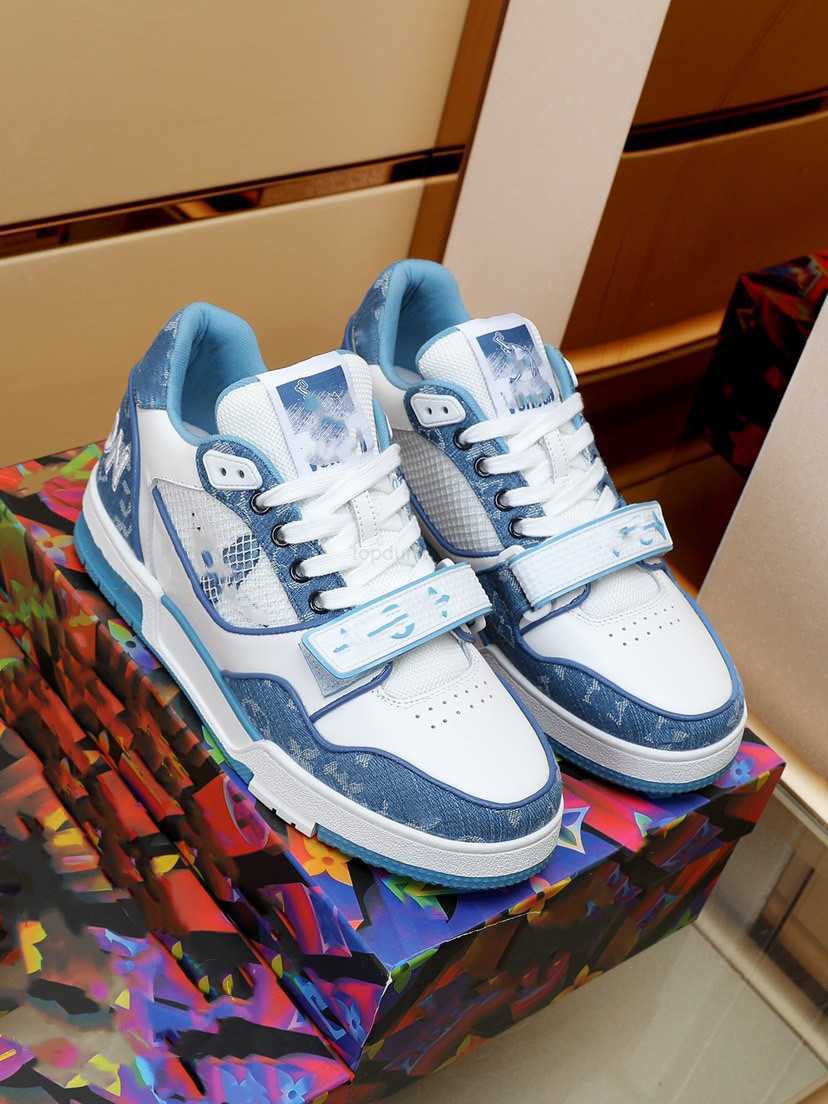 

Lvity Shoes For Mens Woman Trainer Men Sneakers Since Designer Shoes Black White Green Blue Denim Leather New Arrive Casual Sneaker Size 35-46