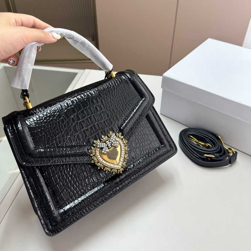 

Evening Bag women's tote handbag luxury dg designer bag shoulder crossbody devotion fashion black wallet love buckle crocodile pattern women clutch, Crocodile black 24cm