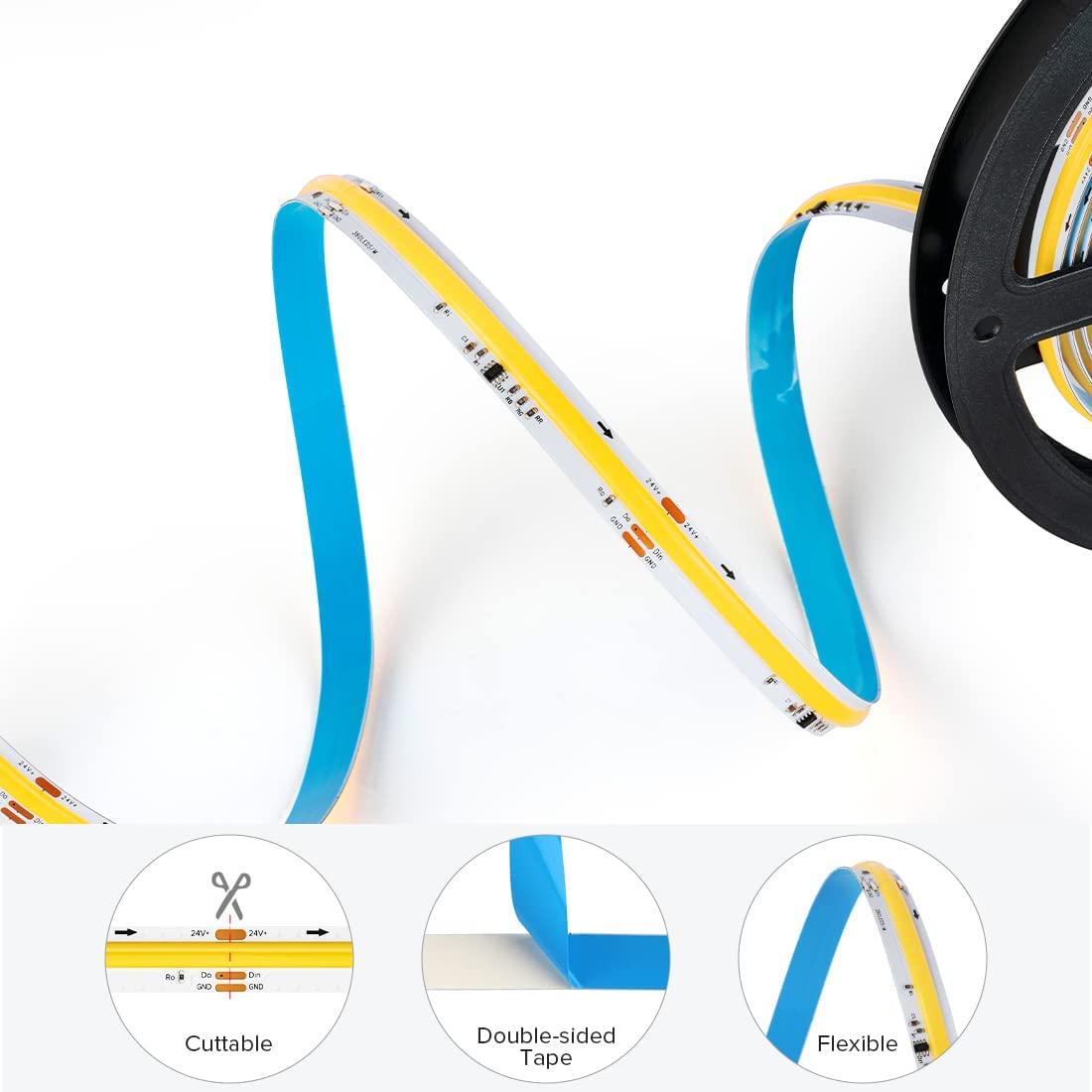 

24V WS2811 Chasing Light COB LED Strip 360LEDs High Bright Water Flowing Running Light LED Tape Cold Warm White for House Decor