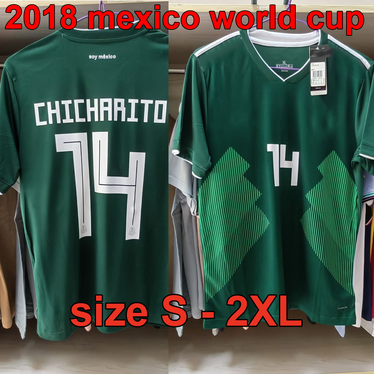 

2018 world cup Mexico Home Adult Football Soccer Jerseys 2018 Thailand High Quality Football Jersey Blank Jersey New Men' Quick Drying T-shirt Top, 2018 home