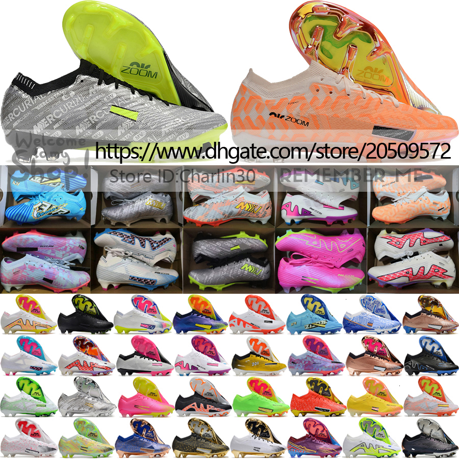 

Send With Bag Quality Soccer Boots Zoom Mercurial Vapores 15 Elite FG Lithe Football Cleats Leather 25th Anniversary Ronaldo Mbappe Trainers ACC Soccer Shoes US 6.5-12, Vapor 7