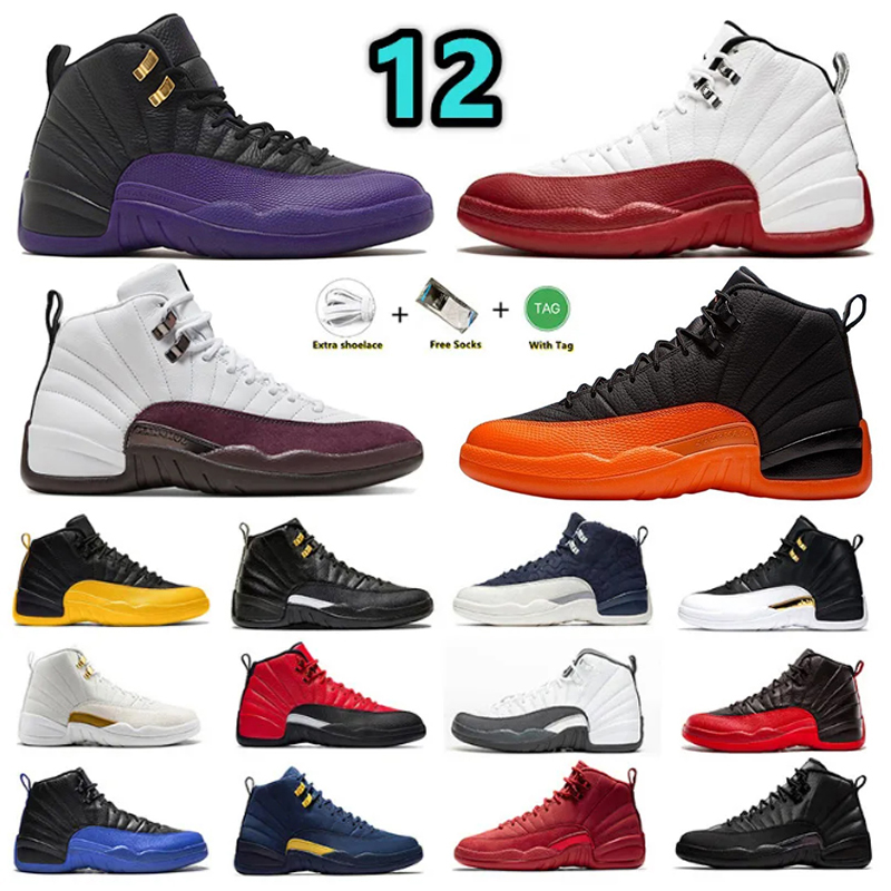

Jumpman 12 12s cherry mens basketball shoes A Ma Maniere Black White Field Purple Brilliant Orange CNY Taxi Dark Concord Flu Game Royalty men trainers sports sneakers, Color#26
