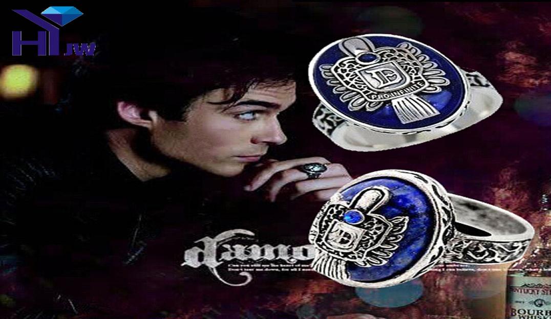 

Vintage The Vampire Diaries Ring D Damon Stefan039s Elena Punk Rings Lapis Lazuli Blue Crystal Moives Jewelry US 6122045439