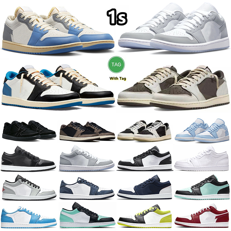 

Mens 1 1s Basketball Shoes UNC Grey Tokyo Vintage Reverse Mocha Ice Blue Olive Black Phantom Fragment Wolf Grey Light Smoke Grey Sneakers for Men Women, Item#46