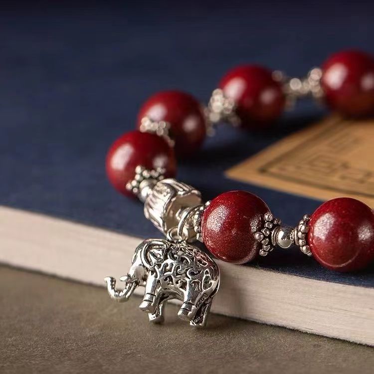 

Natural authentic cinnabar purple gold sand bracelet lucky elephant hand string high-grade jewelry Dragon Boat Festival gift friend