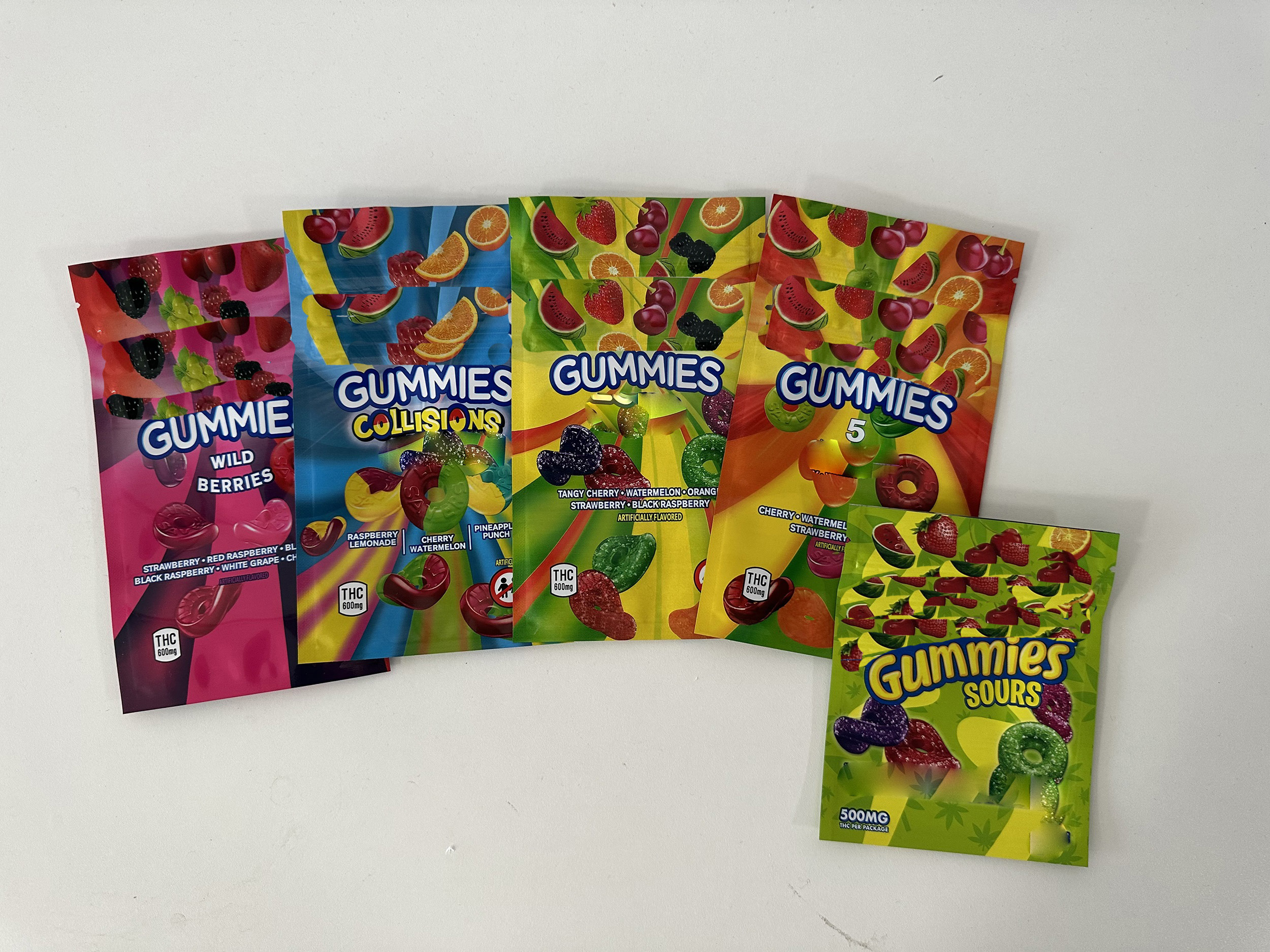 

sours sour gummies plastic packaging bag 420 edible package 500mg gummy candy edibles smell proof