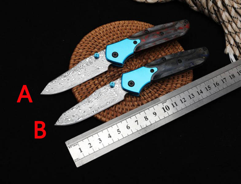

New US Style Mini BM 945 Folding Knife Damascus Blade Aluminum And Carbon Fiber Handles 535 485 940 781 3400 3300 9400 945-221 EDC Tool Self Defense Hunting Pocket Knives