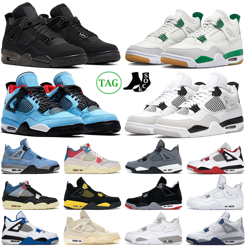 

4 4s Basketball Shoes Pine Green Military Black Red Thunder sail bred Seafoam Photon Dust Mens Womens outdoor sneakers sports trainers, #48