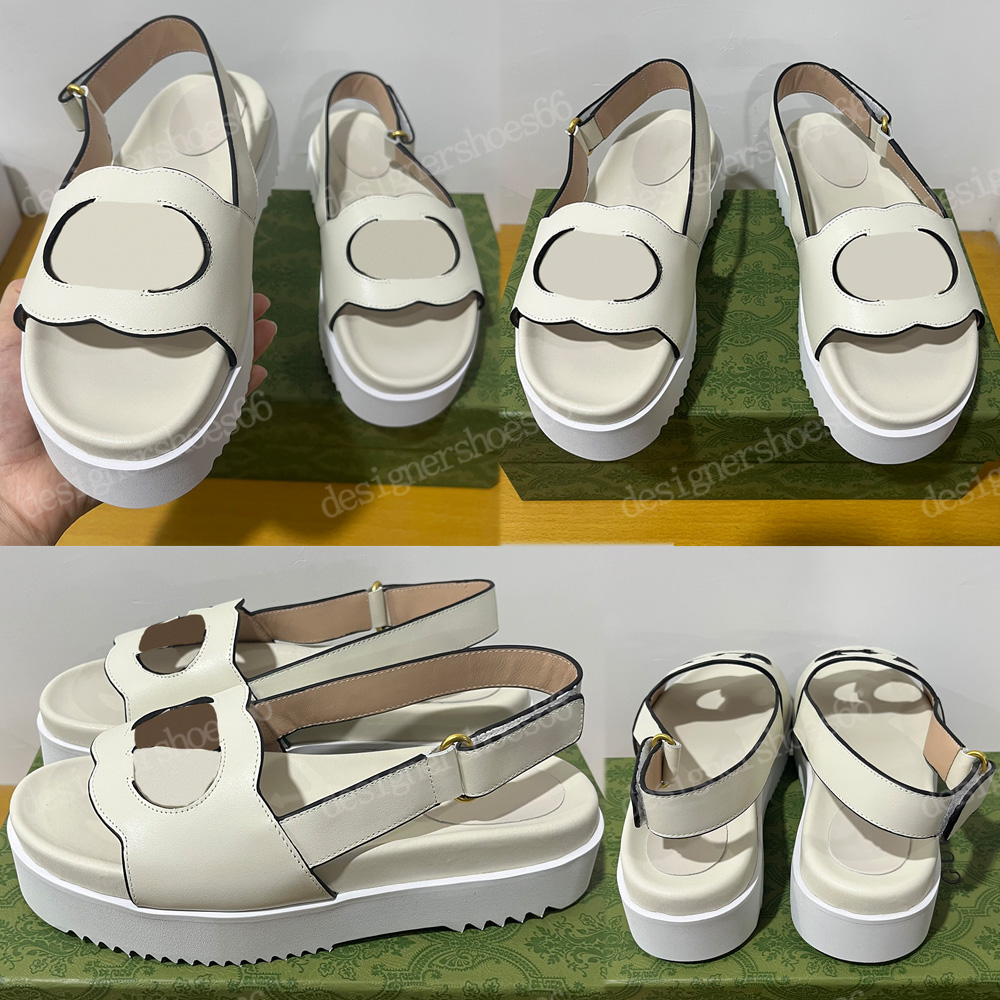 

WOMENS INTERLOCKINGN SANDAL 7386 white leather Rubber sole flats sandal Platform Sandals latest collection explores archival symbols in new ways designer sandals, Shipping supplement
