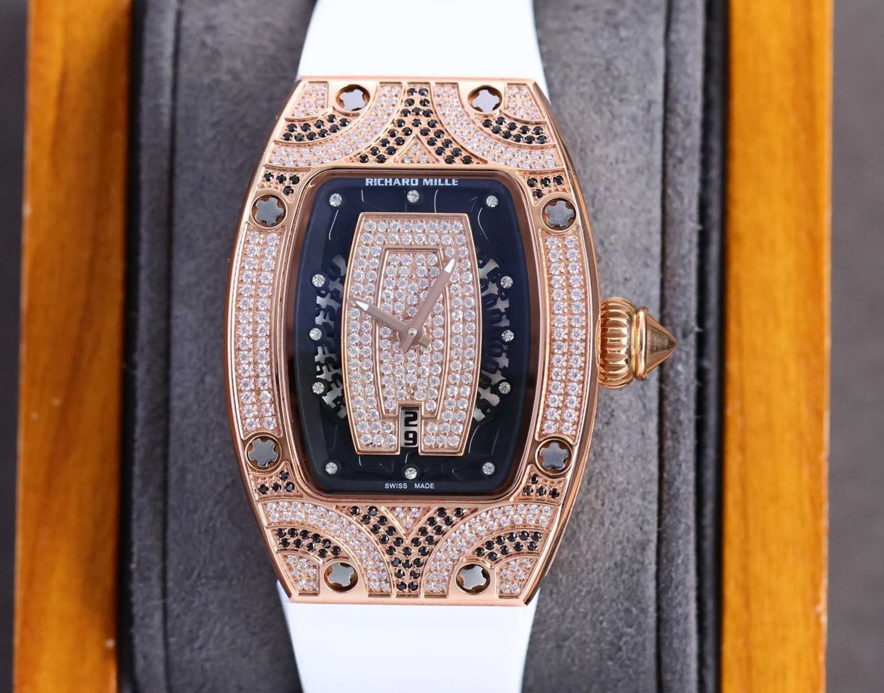 

Fantastic Diamond R i c h a r d Luxury Super style Female wrist watches RM007 RM07-01 montre designer High-end quality iced out bezel for women waterproof gift 19nb