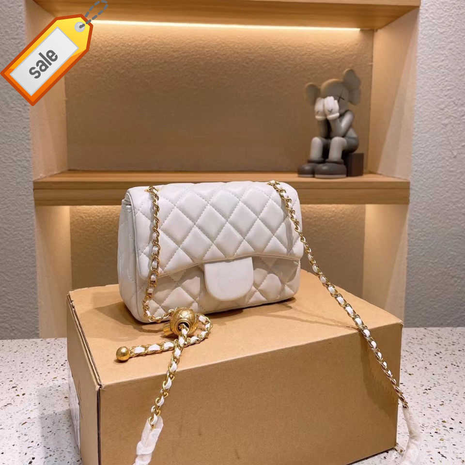 

Women's Brand Designer Bags Handbags Shoulder Crossbody Bag Tote New Golden Ball Square Fat Man Plaid Chain Single-shoulder Cross-sleeve Leather Factory Direct Sale, Gray size 20x13x7 cm