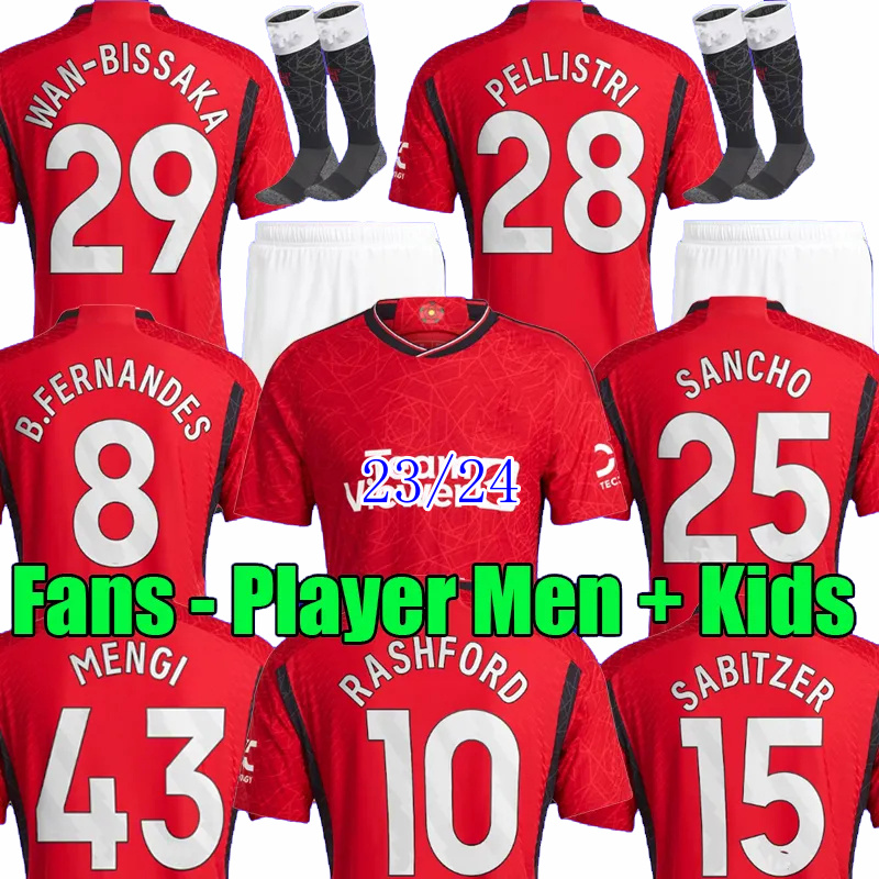 

23 24 SANCHO soccer jerseys B. FERNANDES RASHFORD MANS UTDs football shirt 2023 men kids kit ERIKSEN ANTONY CASEMIRO DE GEA MANCHESTERS Lancashire Rose fans player top