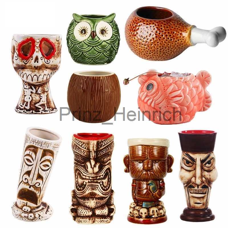 

Mugs Ceramic Tiki Mug Creative Porcelain Beer Wine Mug Cup Drinkware J230627, 1pcs 600ml