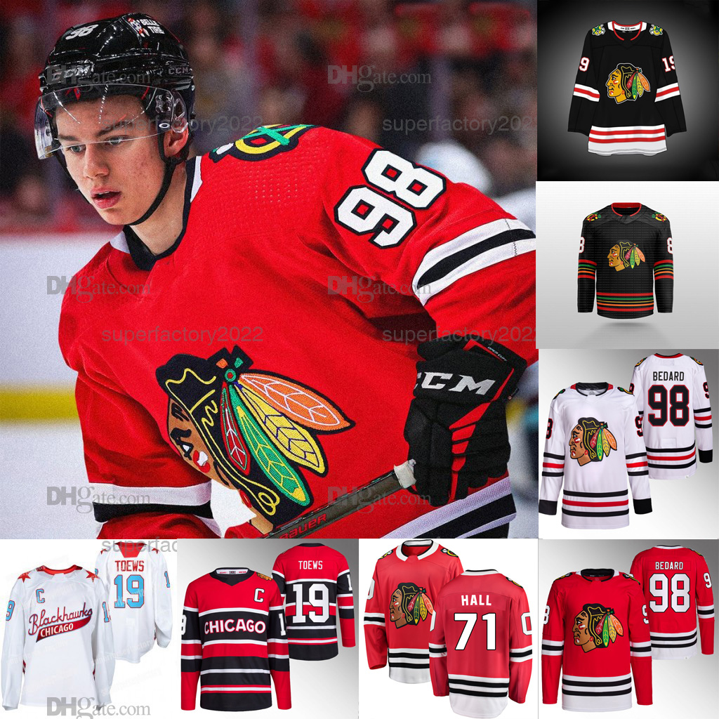 

98 Connor Bedard Blackhawks Jersey Taylor Hall Nick Foligno Chicago Jonathan Toews Caleb Jones Alex Stalock Max Domi Tyler Johnson Andreas Athanasiou Jujhar, Men s-xxxl