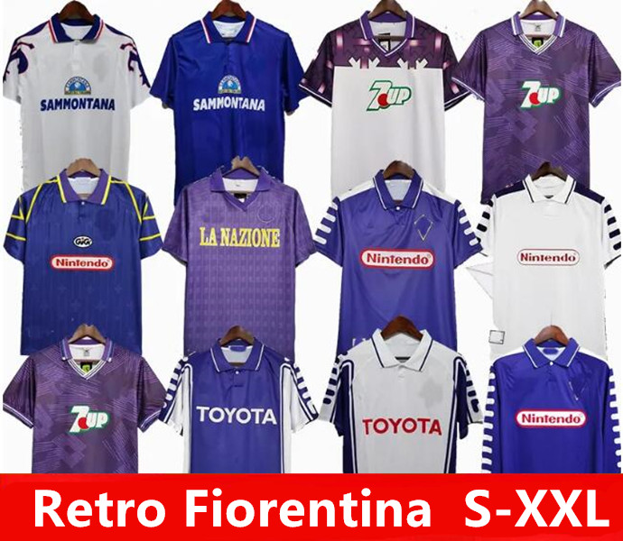 

1989 1990 Retro classic Fiorentina soccer jerseys 91 92 93 94 95 96 97 98 99 2000 BATISTUTA R.BAGGIO RUI COSTA Retro Fiorentina football shirt, 97/98 home