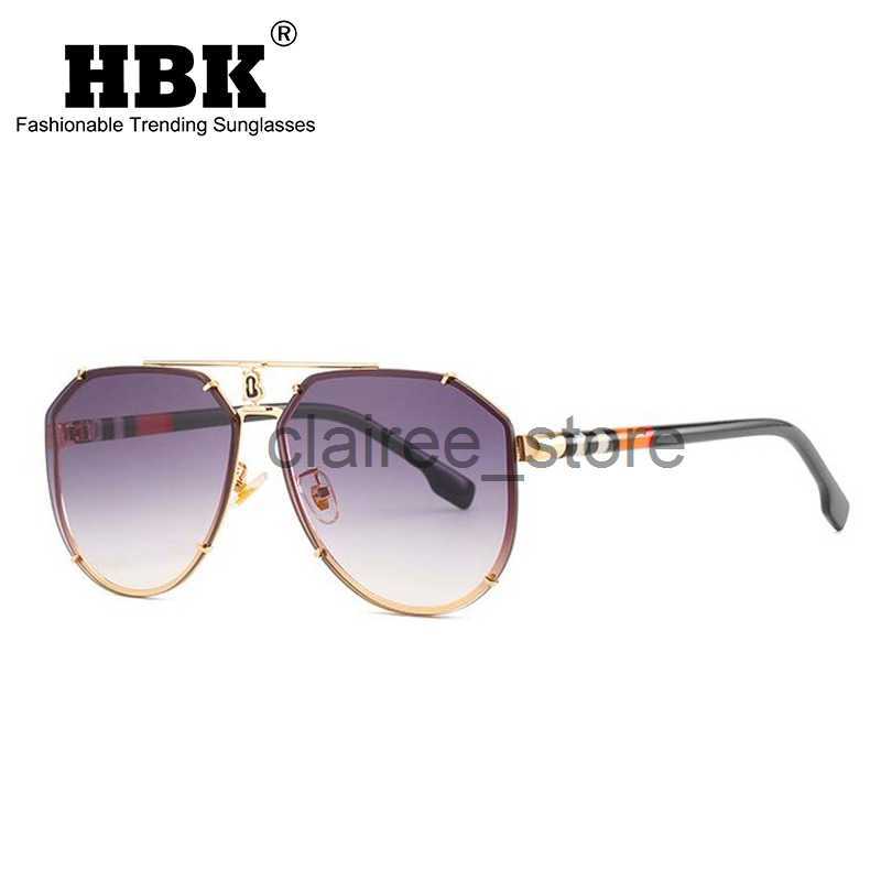 

Sunglasses HBK Punk Rimless Sunglasses Men Luxury Brand Steampunk Oval Frameless Sun Glasses for Male Metal Frame Stripe Legs Shade Eyewear J230627