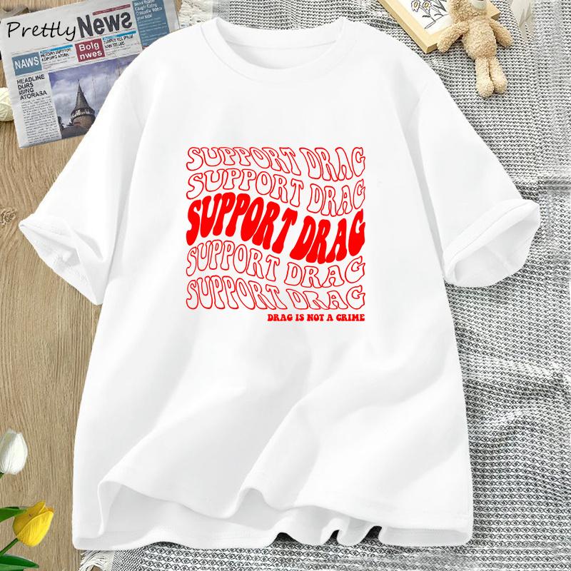 

Women's T Shirts Support Drag Tshirt Women Is Not A Crime Tees Gay Pride Month T-Shirt LGBTQ Equal Rights Graphi Tops, Black