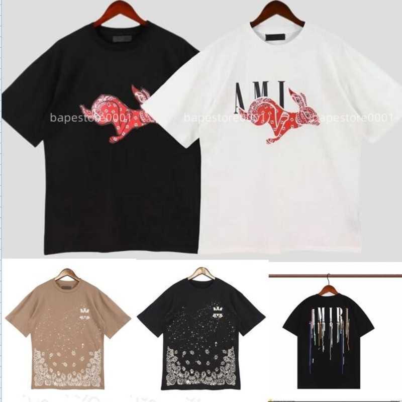 

Men's and Women's Short Sleeve T-shirt Designer T-shirts Amirs Amirsy Summer Fashion Brand Sand Fluid Letter Printedfs0f, Tom5