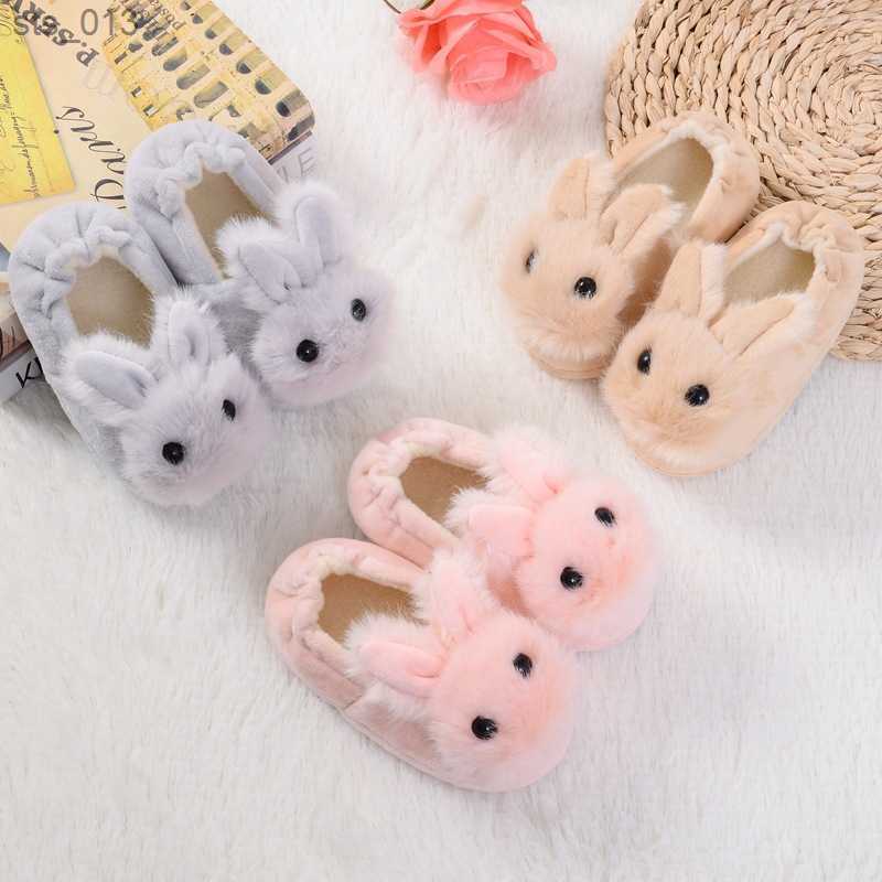 

Baby Winter Slippers Children Boys Girls Cute Cartoon Rabbit Slipper Kids Indoor Fur Warm Shoes Child Home Floor Shoes, B3