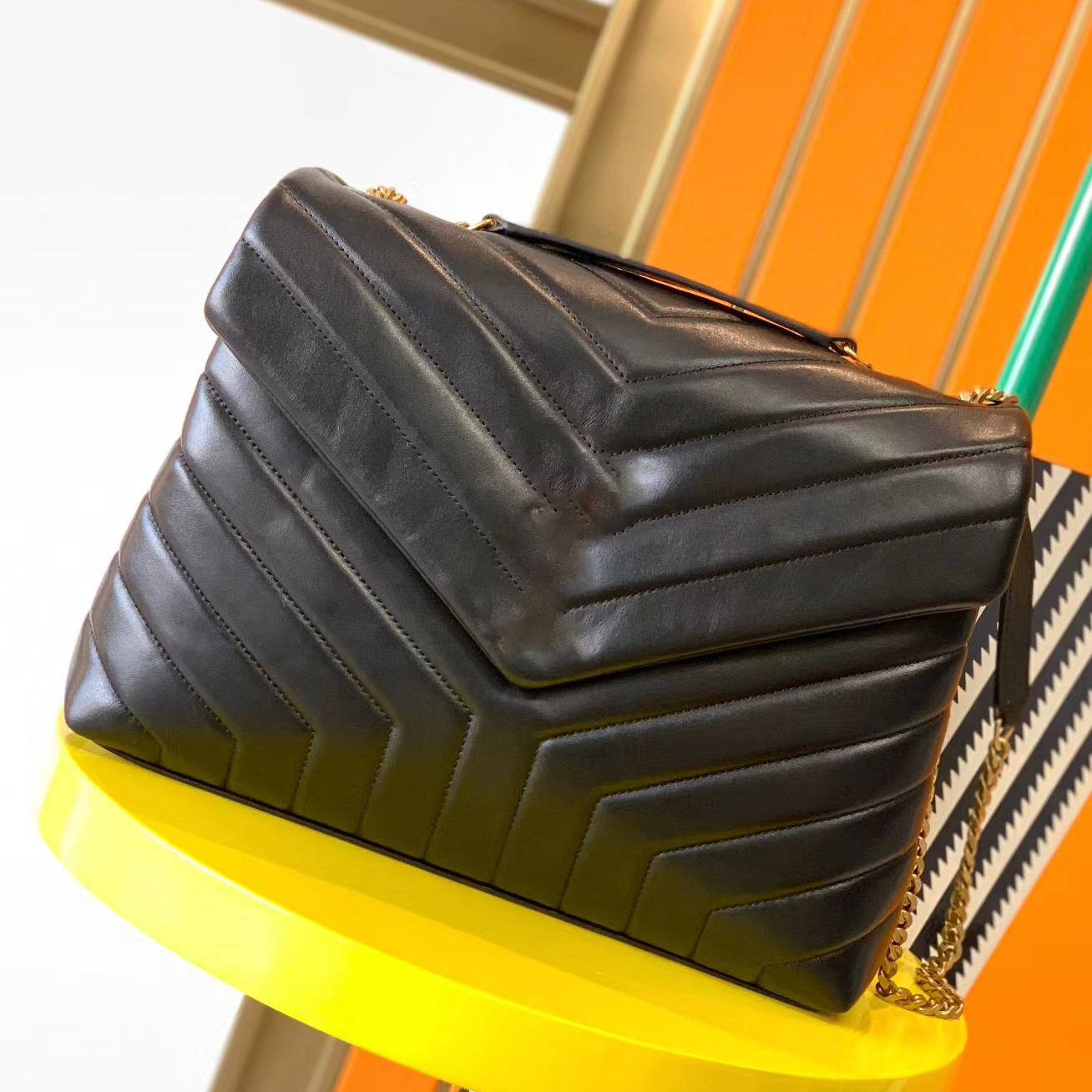 

Designer handbags HOT square fat LOULOU chain bag real leather women's handbag large-capacity shoulder bags top quality quilted messenger bag