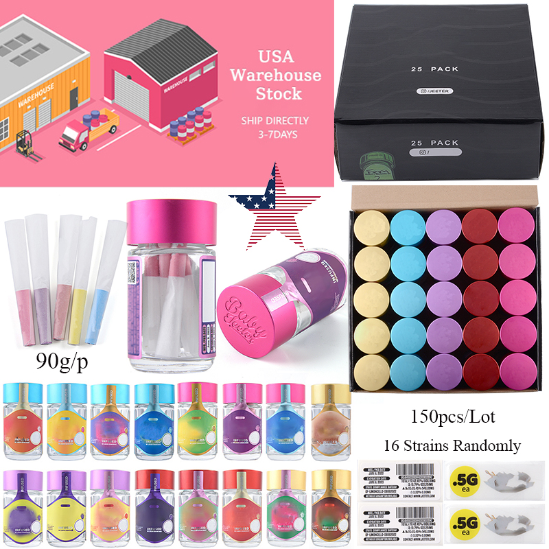 

Stock In USA Warehouse BJ Preroll Bag 5Packs Container E Cigs prerolling paper high potency Infused with liquid diamond cone paper labels box packaging