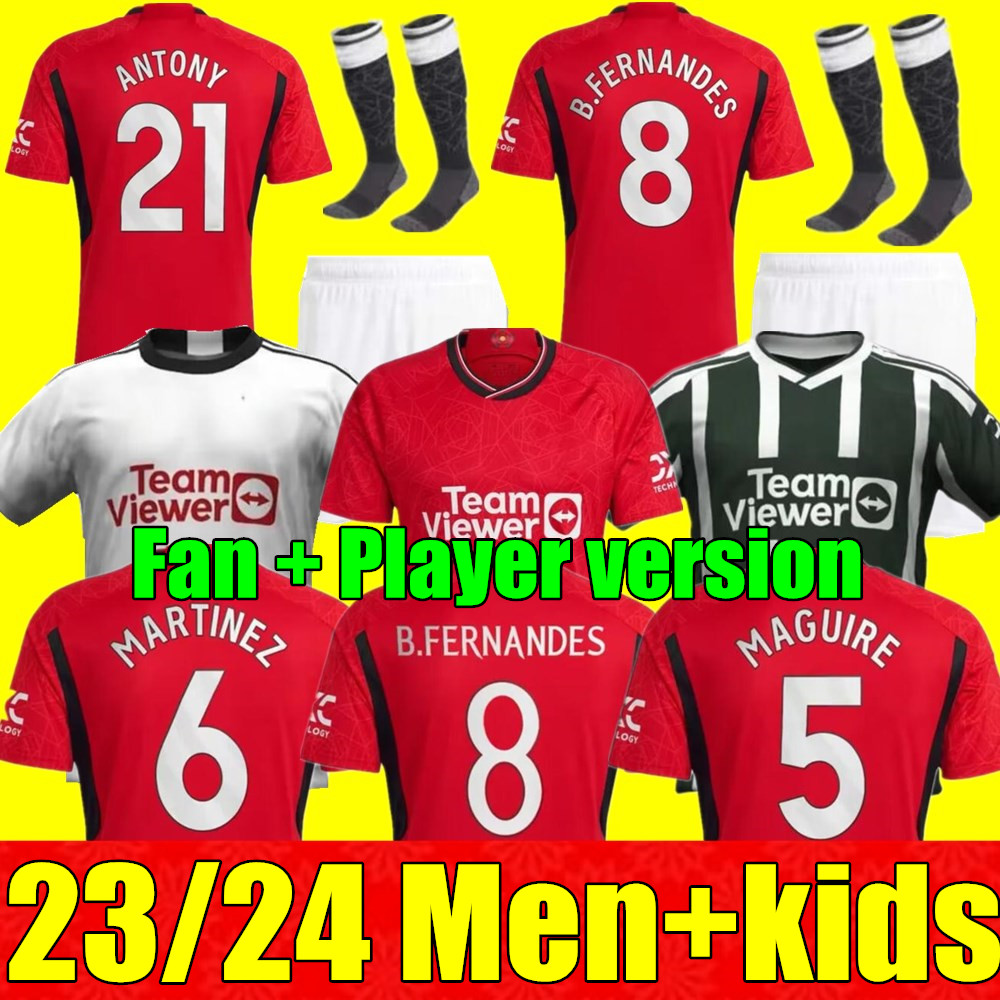 

New SANCHO soccer jerseys 23 24 CASEMIRO WOMEN MANS UTDS MARTIAL MANCHESTERS B.FERNANDES RASHFORD Martinez Antony ERIKSEN 2023 2024 football shirt men kids kit set, 23/24 adult home