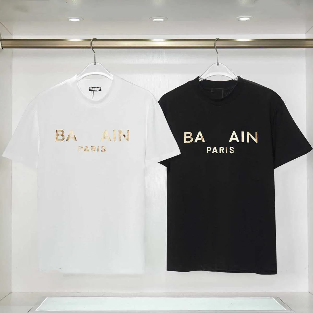 

Designer Fashion Classic Balman Shirt Pure Cotton Metal Paris Letter Printed Tees Summer Mens and Women Couples Loose Street Oversized t