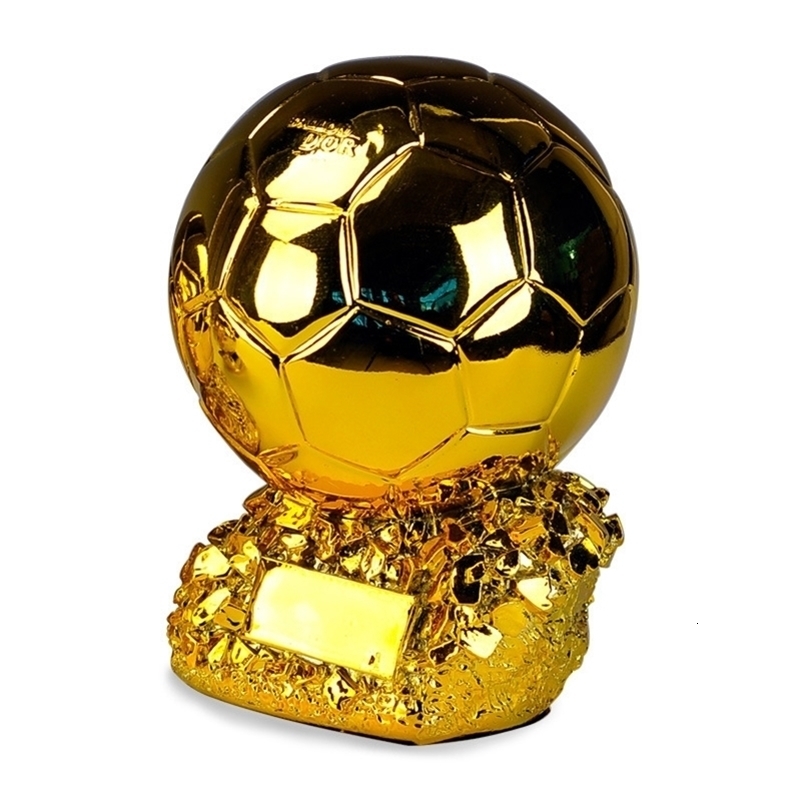 

Resin Golden Football Trophy Figurines Desk Decoration Football Match Champion Souvenir Cup Friend Gift Home Decoration Crafts 220602