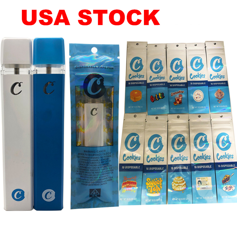 

USA Stock 1ML COOKIES Disposables Vapes Pens 1g Rechargeable Battery 510 Carts Thick Oil Cartridges Empty Ceramic Coil Packaging Custom Mylar Bag OEM Box High Flyer