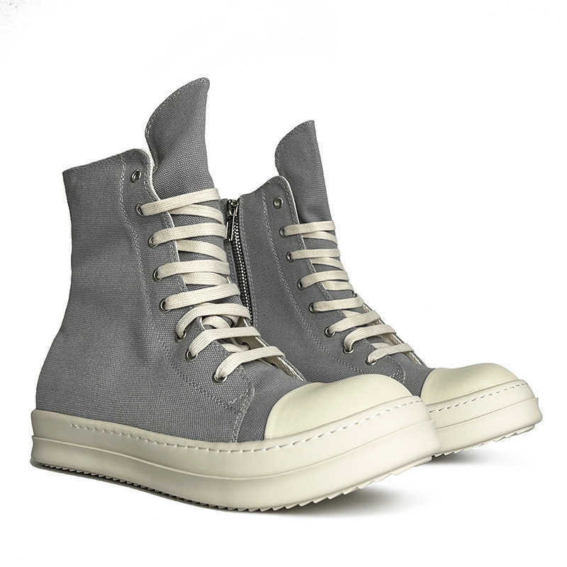 

Casual Men's Rick Shoes High Top Canvas RO Owens Grey Women's Board Shoes