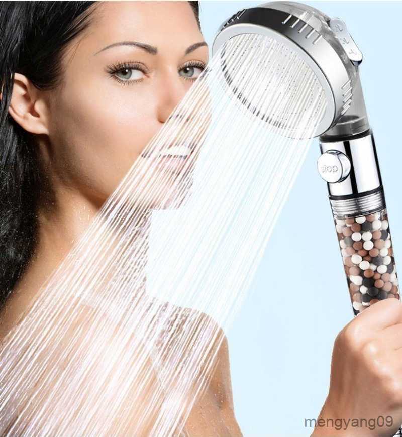 Bathroom Shower Heads ZhangJi Modes Adjustable High Pressure Shower Head Tourmaline Replaceable Filter Shower Water Saving Switch Button Shower L-image-879943249
