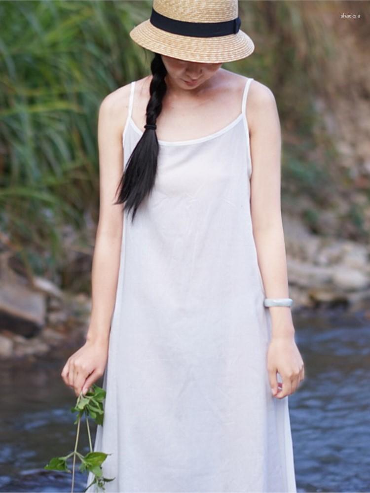 

Casual Dresses Women Simple Summer Inner Wear All-match Strap Dress 2023, White