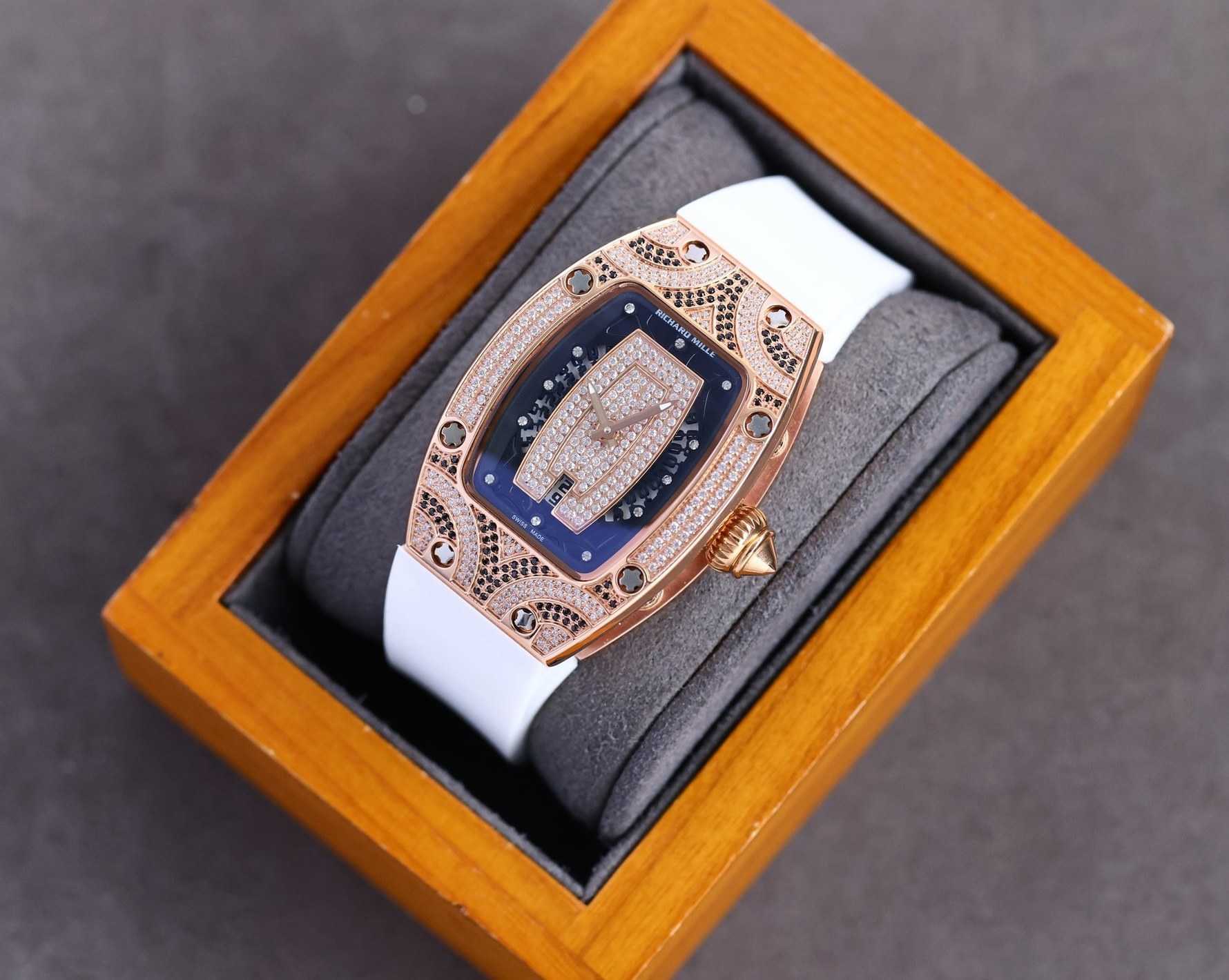 

Fantastic Diamond R i c h a r d Luxury Super style Female wrist watches RM007 RM07-01 montre designer High-end quality iced out bezel for women waterproof gift 7lle
