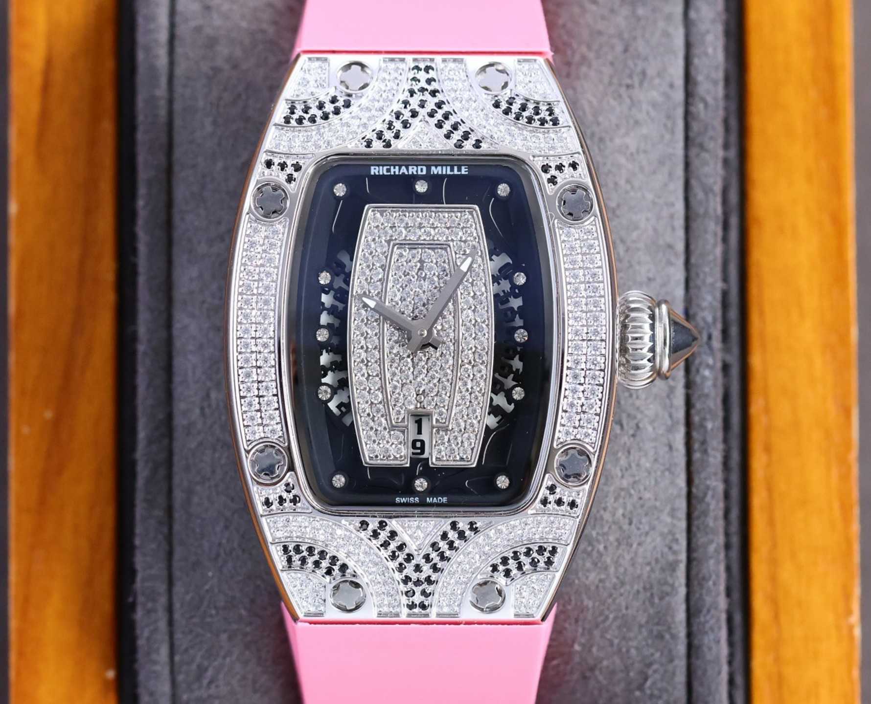 

Fantastic Diamond R i c h a r d Luxury Super style Female wrist watches RM007 RM07-01 montre designer High-end quality iced out bezel for women waterproof gift 23 tank