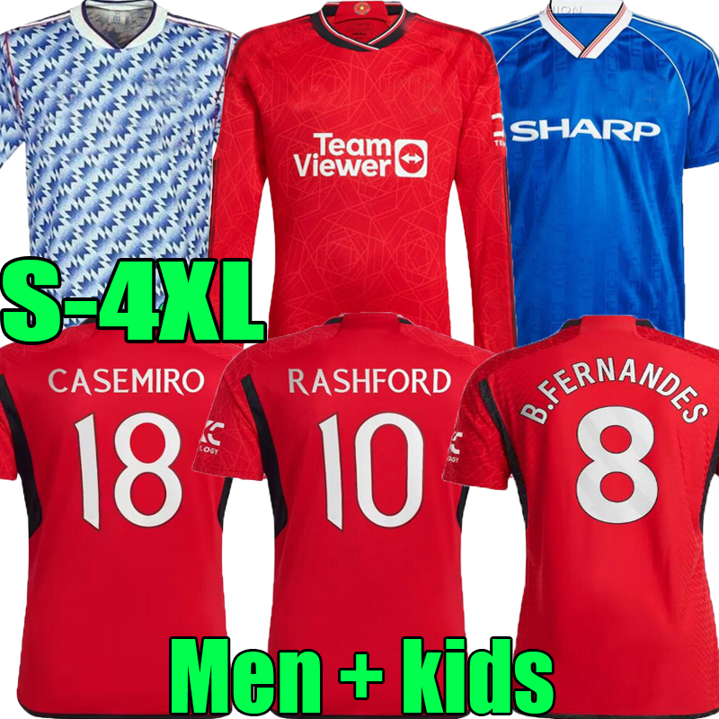 

XXXL 4XL 23 24 ANTONY Soccer Jerseys RASHFORD 88 90 2007 2023 2024 woman RONALDO B.FERNANDES Manchester CASEMIRO MANS UTDS 1990 1992 07 08 Retro men Kids Football Shirt, 22/23;away