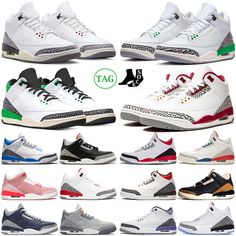

3 3s basketball shoes mens womens Lucky Green Black White Cement Cardinal Red Racer Blue Wizards Fire Red Muslin men outdoor sneakers sport trainers, #23