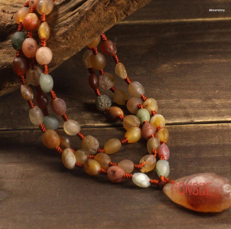 

Strand Wholesale Natural Desert Gobi Stone Agate Necklace Raisin Color Ethnic Wind Round Bead Sweater Chain