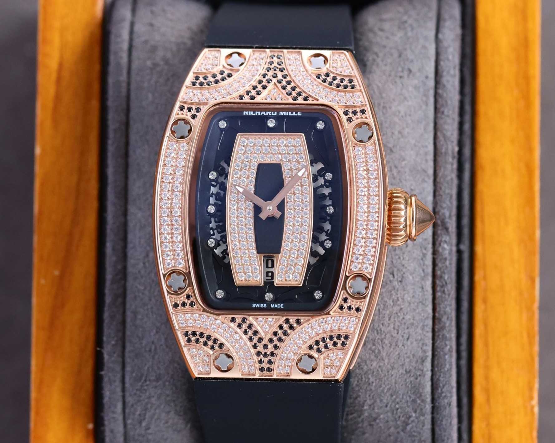 

Fantastic Diamond R i c h a r d Luxury Super style Female wrist watches RM007 RM07-01 montre designer High-end quality iced out bezel for women waterproof gift 20lle