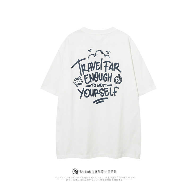 

trendy brand American creative letter printed short sleeved T-shirt for men's summer new loose fitting casual couple half sleeved tee top stussys, White