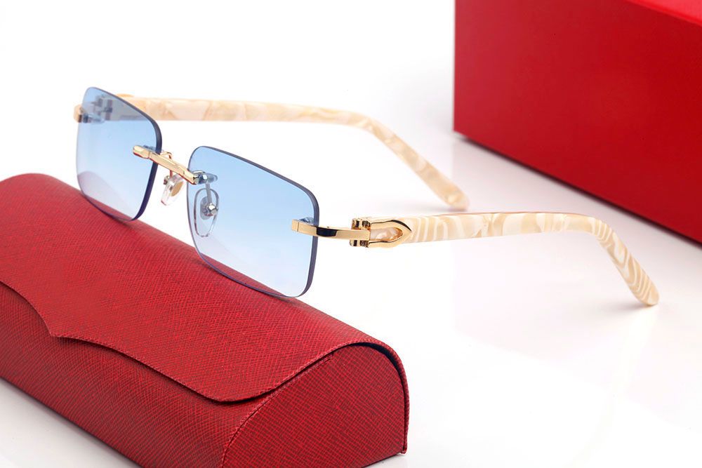 

Fashion Glasses Brand Designer Sunglasses for Women Man Blue Sunglass Square Gold Metal Brown Wood Bamboo Eyeglass Glasses Frameless Eyeglasses Lunettes Gafas