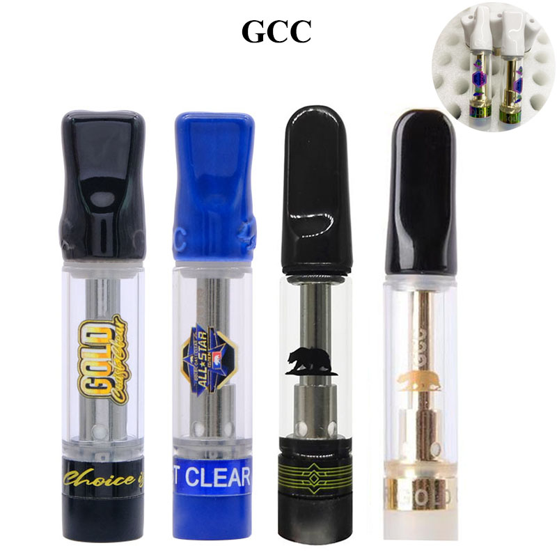 

Gold Coast Clear Cartridges 0.8ml 1.0ml 510 Thread GCC Black Blue Golden Rainbow Ceramic Coil Glass Tank Vape Carts Packed In foam