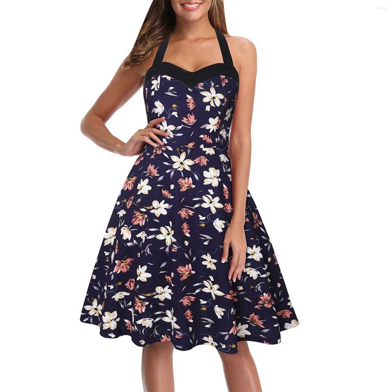 

Casual Dresses For Women Summer Outfits Plus Size Hang Neck Printed Retro A Word Skirt Dress Formal Occasion Vestidos