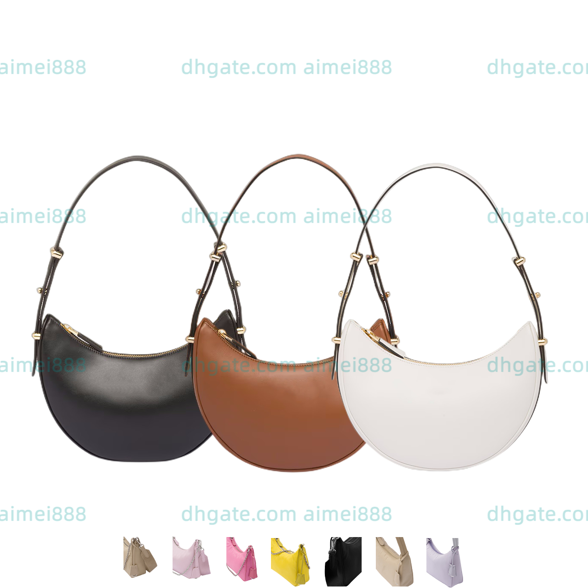 

Designers Women Luxury 3pcs shoulder bag hobo underarm bags handbags Fashion cultch bags Half Moon wallets Leather handbags Evening Bags, 4-orange