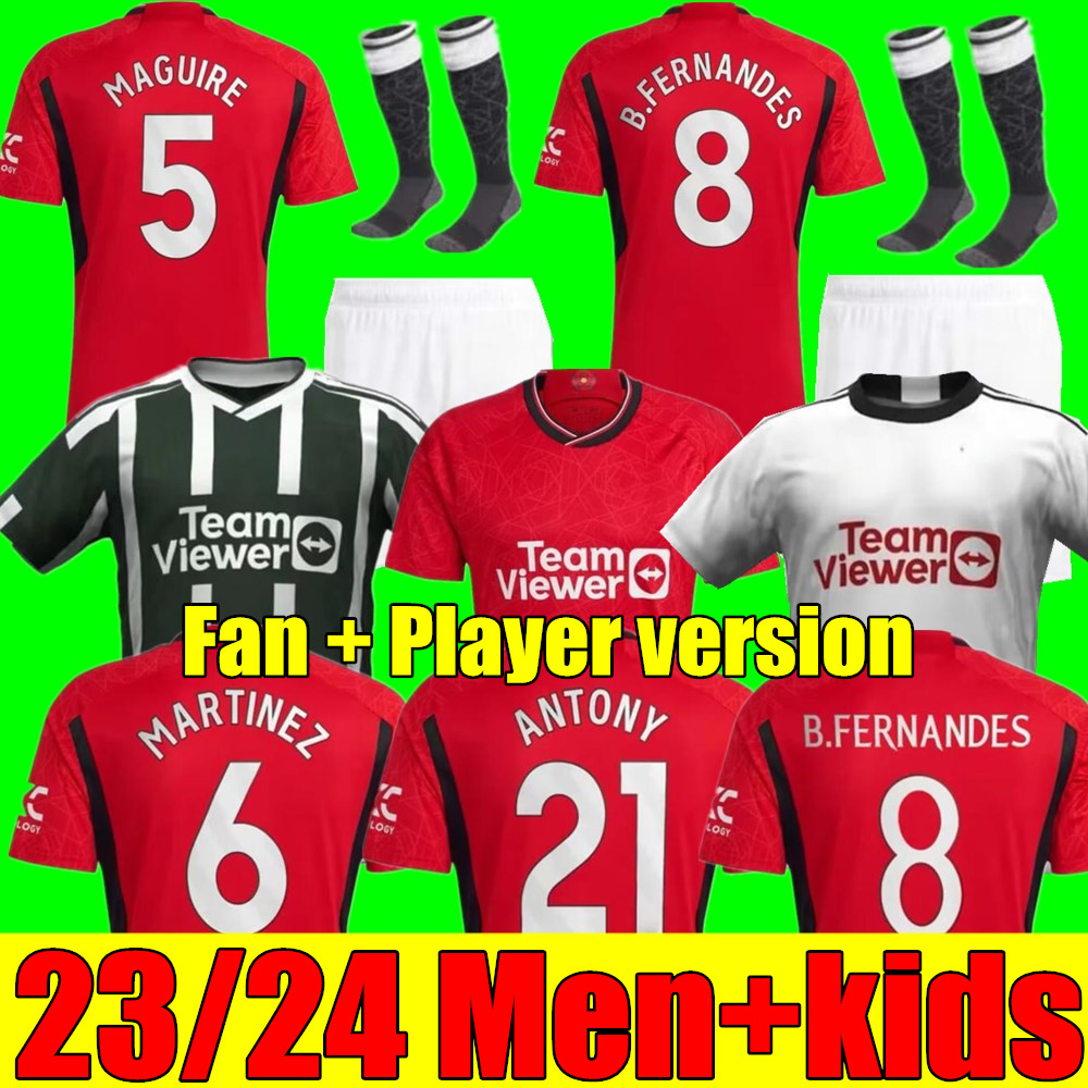 

New SANCHO soccer jerseys 23 24 CASEMIRO WOMEN MANS UTDS MARTIAL MANCHESTERS B.FERNANDES RASHFORD Martinez Antony ERIKSEN 2023 2024 football shirt men kids kit set, 23/24 adult 3rd+league patch