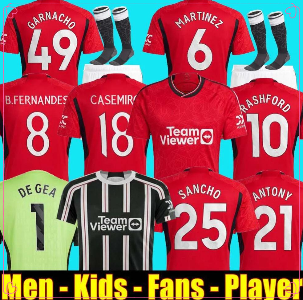 

23 24 ANTONY CASEMIRO MARTINEZ ERIKSEN MancHEstErS soccer jerseys RASHFORD 2023 2024 SANCHO B. FERNANDES FRED MANS UTDS football shirt kit set Uniforms, 23-24 home