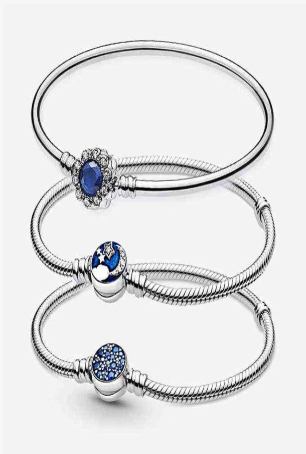 

Fine 925 Sterling Silver Bracelet Blue Zircon Clasp Chain Star Moon Fit Original Bead Women Birthday Jewelry Gift4799108